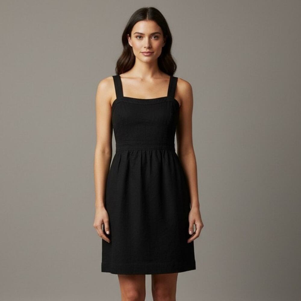 Ann Taylor LOFT Womens Size 4P Black Cocktail Dress Cotton Blend LBD Long Zip